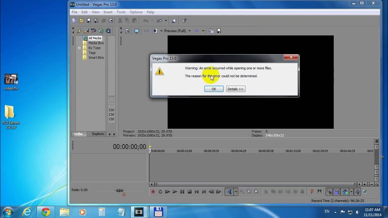 Warning an error occurred while opening. An error occurred while opening one or more files sony vegas. warning an error occurred while opening one or more files sony vegas. flv.extract.1.6.5. an error occurred starting vegas pro.