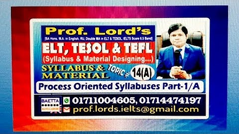 Process Oriented Syllabuses Part-1: Lesson 1-7