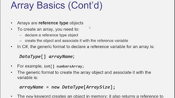 C#   Chapter 7   Arrays and Lists   Part 2 Array Basics swf