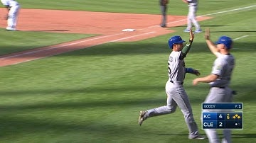 KC@CLE: Escobar plates a pair with a double