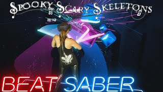 Beat Saber || Spooky Scary Skeletons Dubstep Remix - The Living Tombstone (Expert) || Mixed Reality screenshot 5