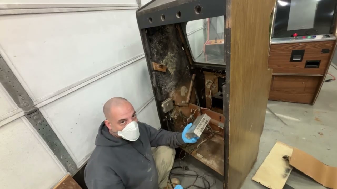 Stripping down the Frogger cabinet turns out the cabinet was originally a moon crests game