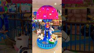 Pink mushroom carousel with cute horses, cows, cars, and flowers—pure fun vibes! 🌸🍄🐴🚗 #cutebaby
