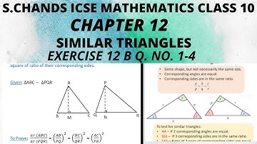 SIMILAR TRIANGLES CLASS 10 ICSE CHAPTER 12 EX- 12 B Q. NO. 1-4