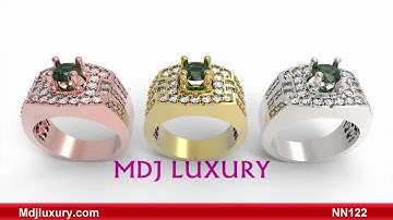 Nhẫn Nam vàng 18K đá quý Ngọc lục bảo NN122