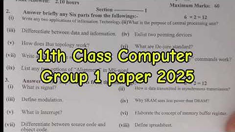 1st year Computer group 1 paper 11th Class computer Paper group 1 11th Computer morning paper
