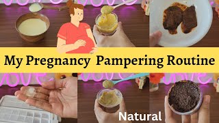 My Natural Pregnancy Pamper Routine|Stretch Mark Prevention,Skin & Haircare Routine|Body Scrub& Mask