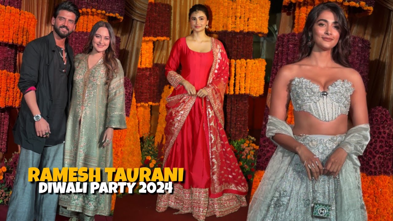 Pooja Hegde, Daisy Shah and Sonakshi Sinha With Husband At Ramesh Taurani Diwali Party