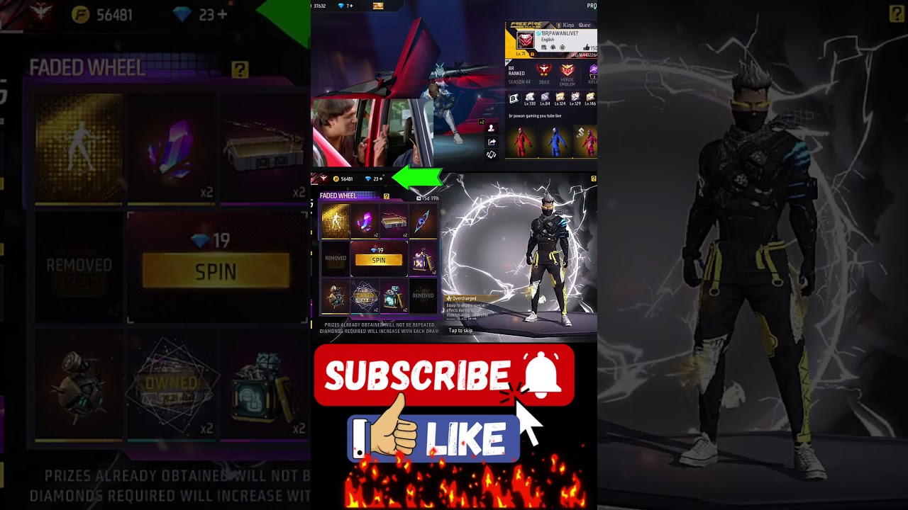 Over charged arrival animation event new faded wheel unlock ff new event today freefire newevent 