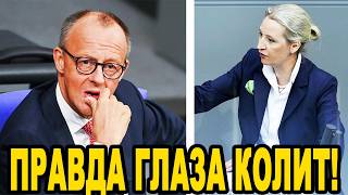 Мерца ПЕРЕКОСИЛО! Алиса Вайдель ЖЁСТКО РАЗНЕСЛА Канцлера Германии С Трибуны Бундестага!