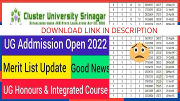 Cluster university Merit list Released For Intragated Courses 2022 check now pdf Link