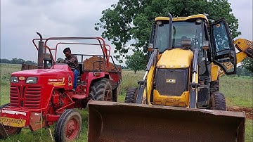 JCB Backhoe Loading Mud On Mahindra Tractor | New Holland 4010 Tractor Power | Jcb Tractor Cartoon |