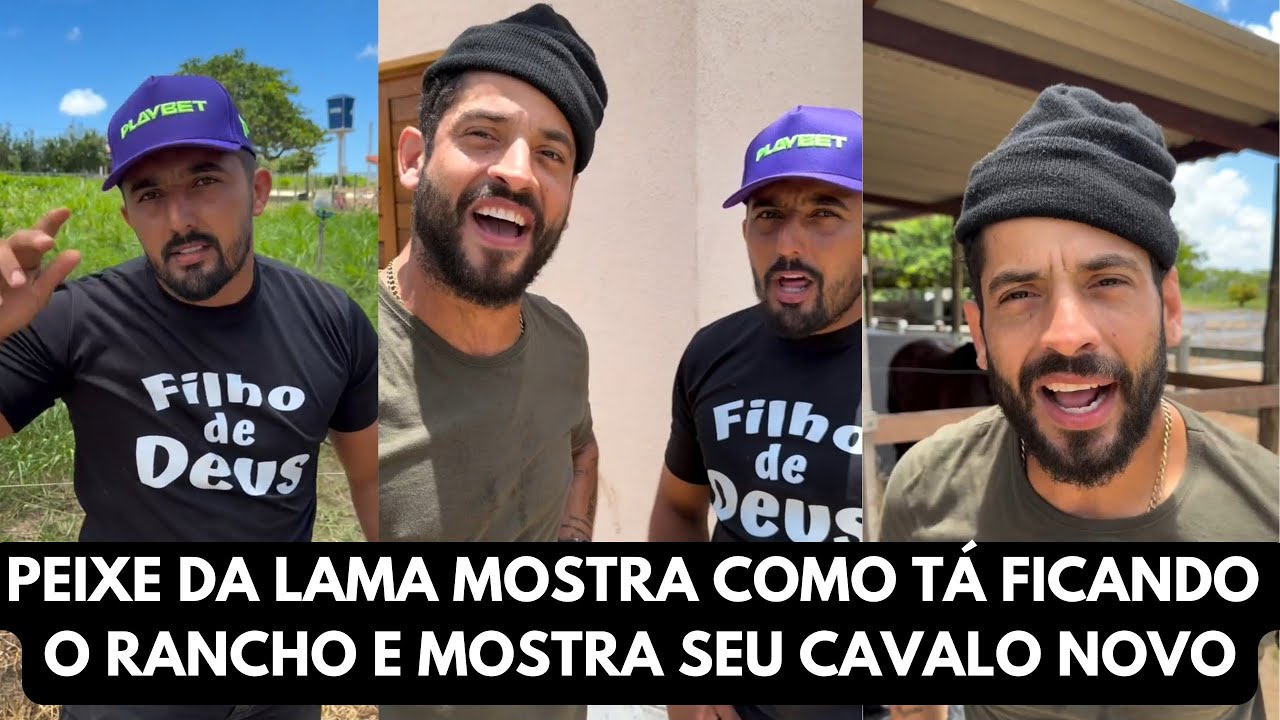 PEIXE DA LAMA MOSTRA COMO TÁ FICANDO O RANCHO E TAMBÉM MOSTRA SEU CAVALO NOVO 