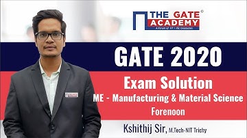 GATE 2020 Answer Key with Solutions for ME-1 | Manufacturing Engineering and Material Science (6 Qs)