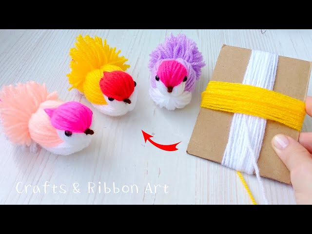 Super Easy Bird Making Idea with Yarn - DIY Woolen Birds - How to Make Yarn Bird - Woolen Dolls class=