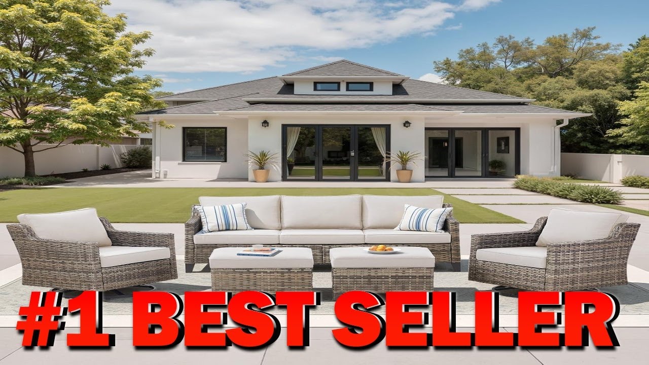 PPorfamilia Patio Furniture Set 5 Pieces Outdoor Wicker Rattan Sofa Couch - B0DT6PJQV1