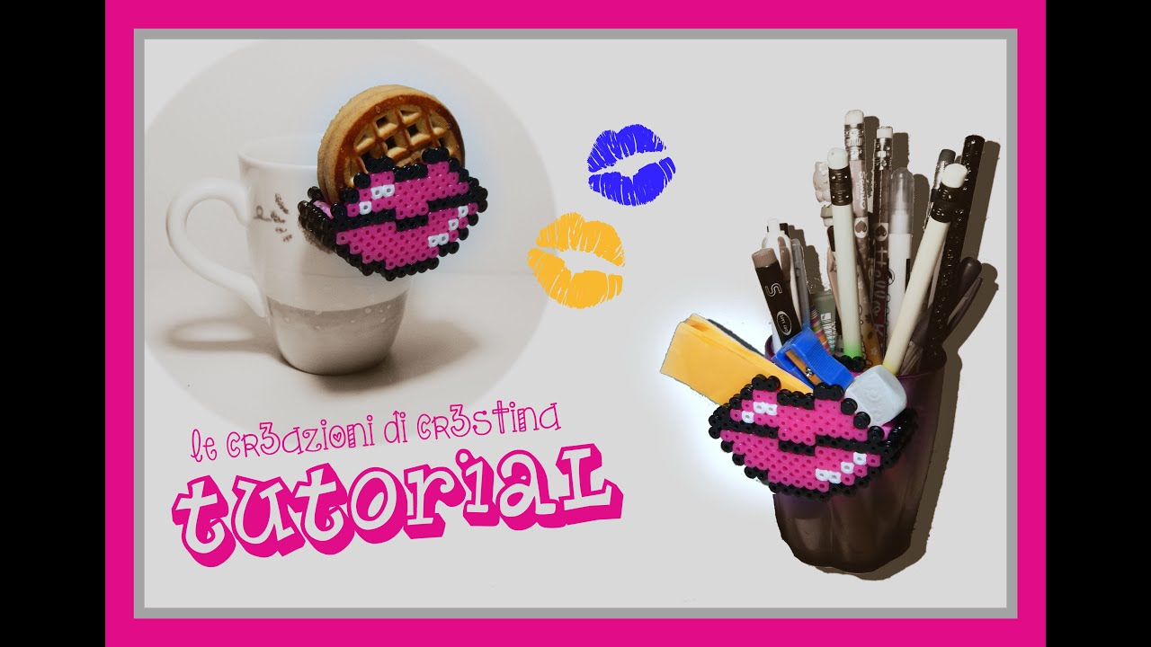 Contenitore LABBRA per Biscotti con HAMA BEADS/PYSSLA - San Valentino Lips Biscuits Pocket Tutorial