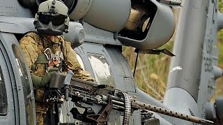 HH-60G救難ヘリ 機銃掃射&パラシュート降下 戦闘捜索救難訓練
