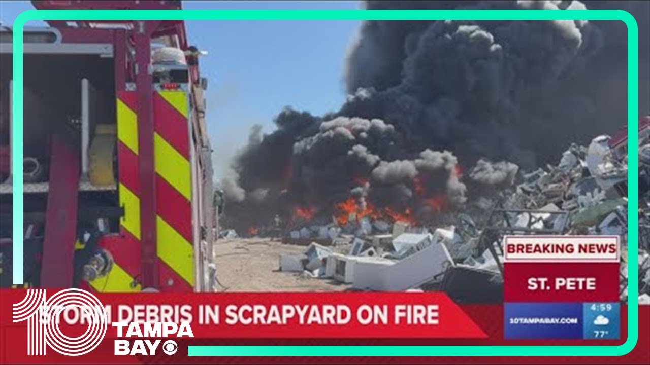 Large fire breaks out at recycling center in St. Pete - YouTube