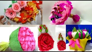 5 идей ИЗ БУМАГИ КРЕПИРОВАННОЙ своими руками.ПОДАРКИ DIY цветы из бумаги_конфет.день матери 8 марта