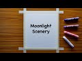 How to draw moonlight scenery  oil pastel drawing for beginners