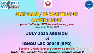 Admission/ Re-Registration Confirmation for July 2020 session | IGNOU LSC SPD 29045