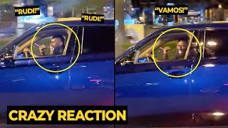 Madrid fans can't stop shouting Rudiger name while being in the car after victory vs Bayern Munchen