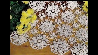 مفرش كروشي ملون مع طريقة التشبيك ( الحلقة السحرية ) Nappe  crochet coloree avec patron