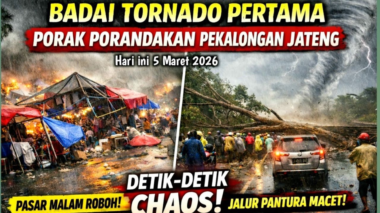 KOCAR KACIR.! ANGIN PUTING BELIUNG TERJANG PEKALONGAN! Pasar Malam Roboh, Pantura Lumpuh