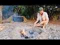 Solo island overnighter  camp fire catch  cook