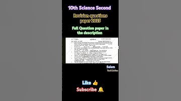 10th Science Second Revision Question Paper 2025 | Tamil Medium | Salem #exam#kalvithunai