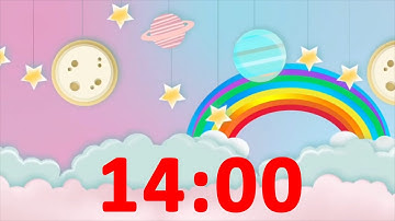 14 Minute Countdown Timer Rainbow 🌈 for Kids with Alarm and Fun Music