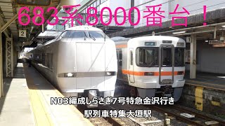 683系8000番台！N03編成しらさぎ7号特急金沢行き　駅列車特集　JR東海道本線　大垣駅2番線　その112