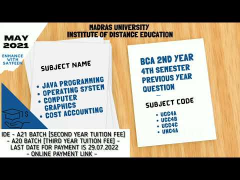 MADRAS UNIVERSITY | IDE | PREVIOUS YEAR QUESTION ( A19 4TH SEM) | BCA A20 SEM I Enhance with Sayfeen