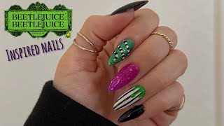 Beetlejuice inspired nails DIY