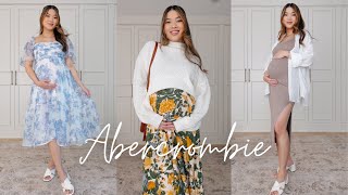 Maternity Abercrombie & Fitch Try On Haul | Maternity Jeans, Bump Friendly Dresses, Spring Outfits