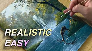 How to Paint a Waterfall and Deer | Easy Landscape Tutorial for Beginners