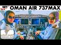Salalah to Muscat in Oman Air Boeing 737MAX cockpit