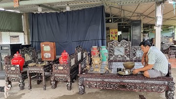 ĐẸP XUẤT SẮC với giường tam sơn khảm ốc xà cừ | Đồ xưa đẹp độc lạ 👉 Shop Thanh Triệu | MTK