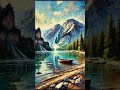 Горное озеро с отражением (Стиль картины: импрессионизм, большие мазки краски) #59