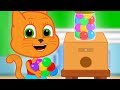 Familia de Gatos - Construir Una La Máquina Gumball Dibujos animados para niños