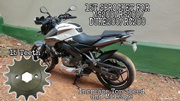 15T sprocket installed on my Pulsar NS200 | increase top speed | RS200 goes 163+km/h with this mod
