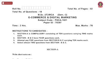 MSC MCA 3RD SEM IT E COMMERCE AND DIGITAL MARKETING JAN 2021 | PTU