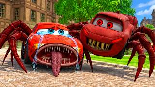 Don't Cry! Lightning McQueen Car Eater Rescue His Friend! - Gmod Funny Moments