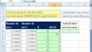 Excel Magic Trick 429: Count IDs that Are the Equivalent (DELTA function) Net Worth