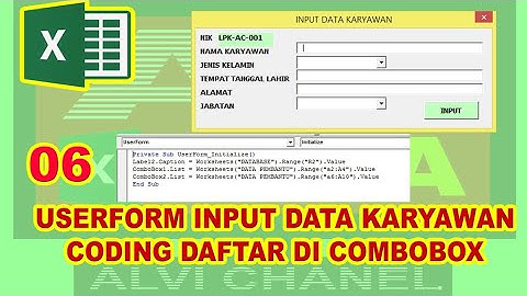 06 Userform Input Data Karyawan Coding Daftar Jenis Kelamin & Daftar Jabatan Karyawan pada Combobox