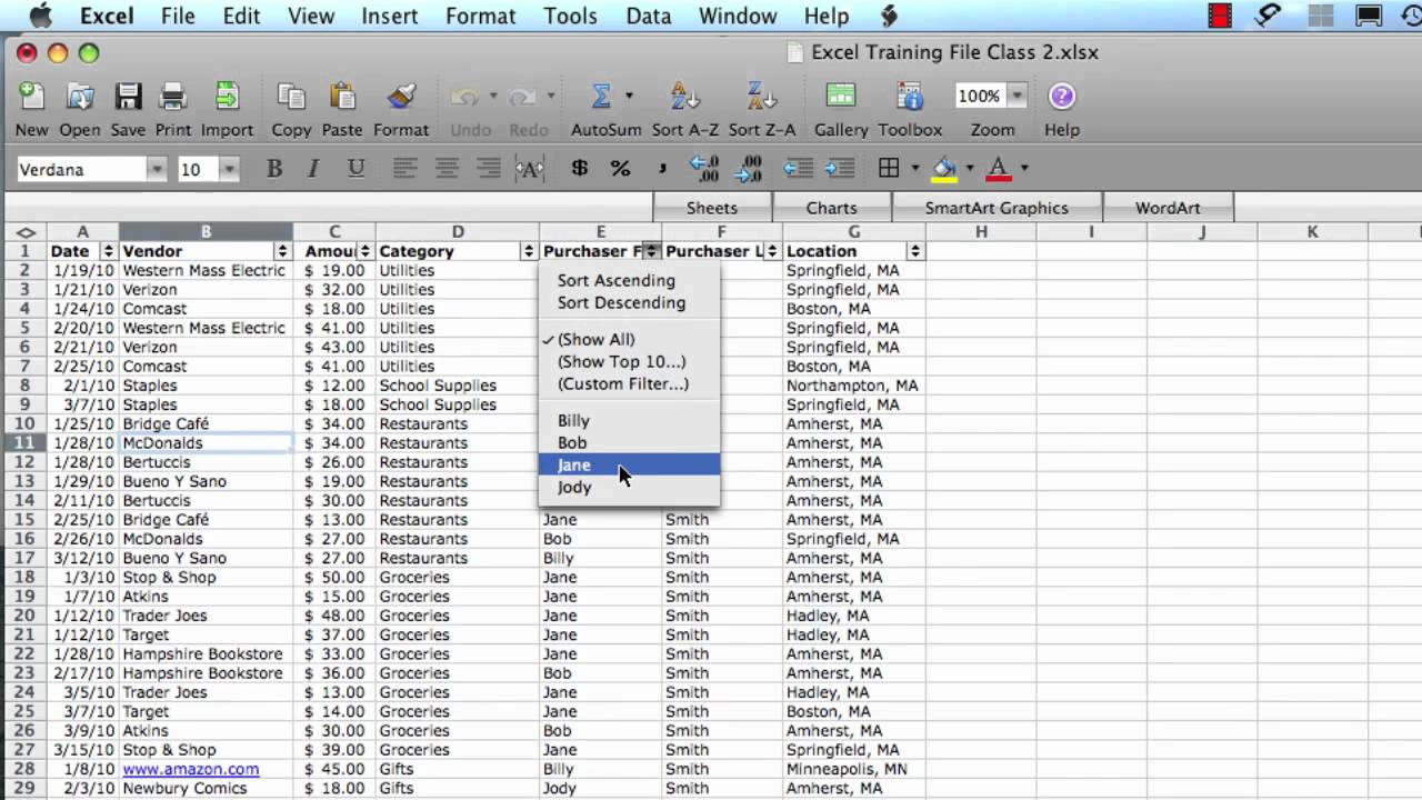 Working with excel for mac