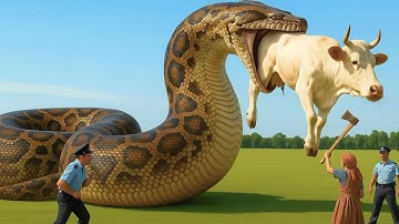 Brave heroes fight giant python to save an autistic cow 🐉🐂