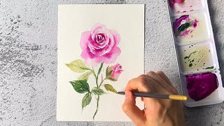 How To Paint A Watercolor Rose | Real Time Watercolor Rose Tutorial