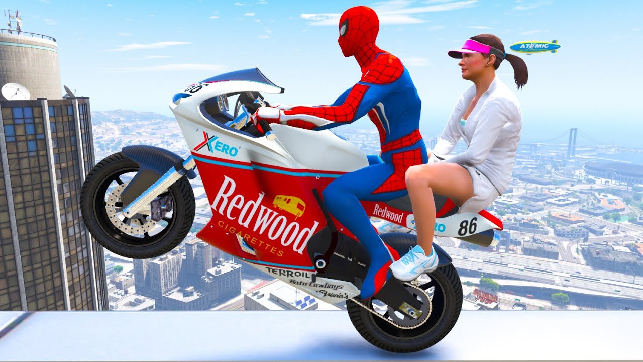 GTA V Iron Spiderman Bike Jumping\Fails - Bike Stunt - (Spider-Man ...